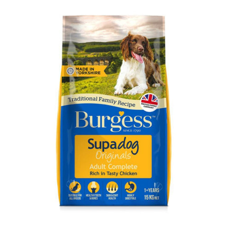 Burgess Supadog Adult ChickenBurgess Supadog Adult Rich in Tasty Chicken has tasty, moist chicken chunks naturally rich in protein for good muscle development and maintenance. Made with highly dDog FoodBurgessMcCaskieBurgess Supadog Adult Chicken