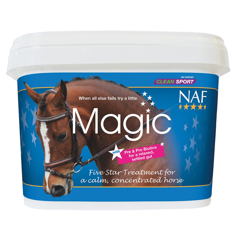 NAF Five Star Magic 750gThe original unique magic formulation of bio-available magnesium and carefully selected herbs has now been improved with pre and probiotics for a relaxed settled gutHorse Vitamins & SupplementsNAFMcCaskieStar Magic 750g