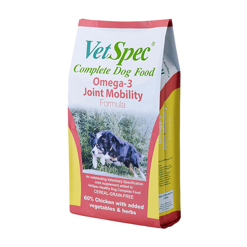 Vetspec Complete Omega3 Joint MobilityVetSpec Omega-3 Joint Mobility Formula is the highly successful Omega-3 Joint Mobility Supplement and VetSpec Healthy Dog Adult formula combined to make one unique VDog FoodVetSpecMcCaskieVetspec Complete Omega3 Joint Mobility